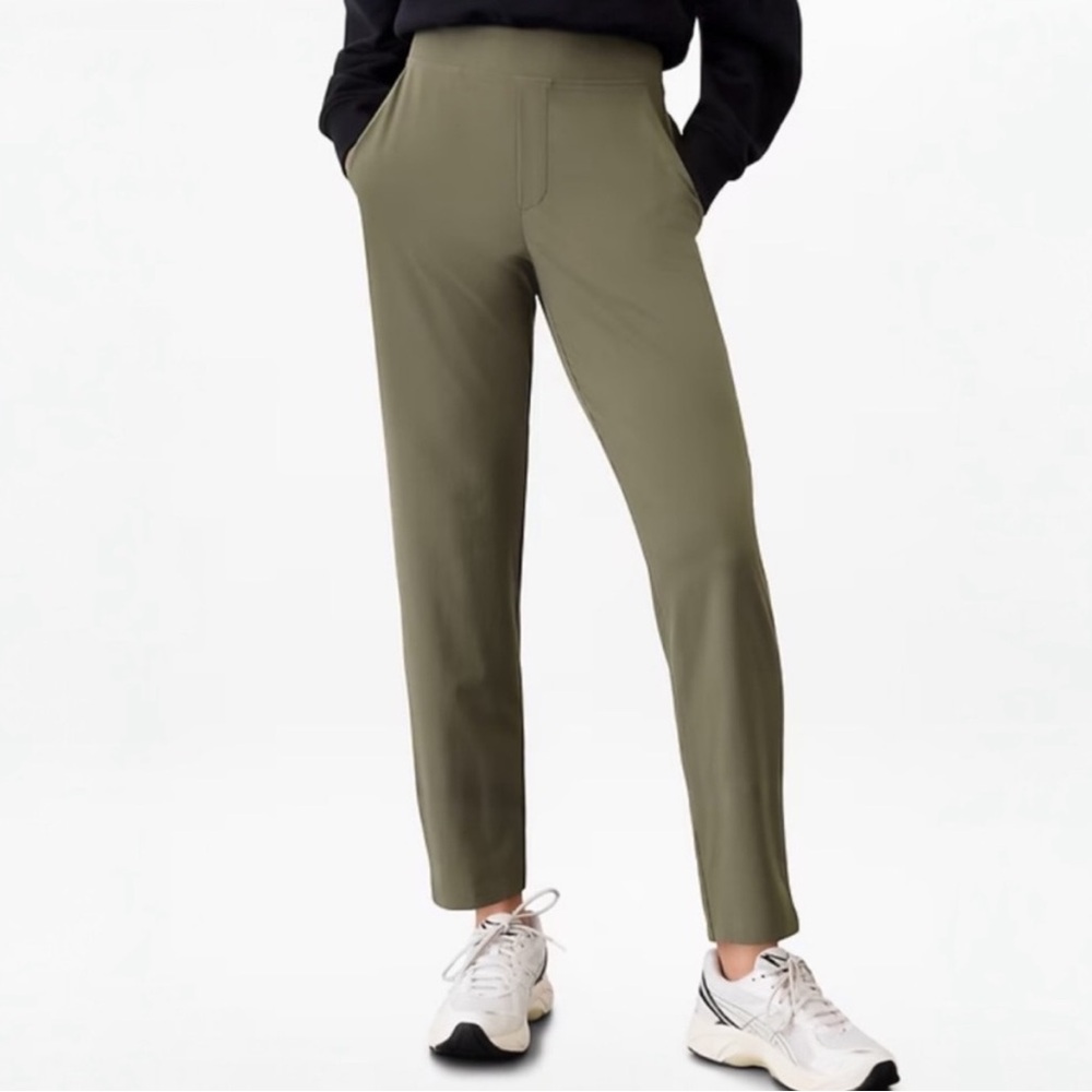 Athleta Brooklyn Ankle Pants Olive Green Women’s Size 12 Straight Leg